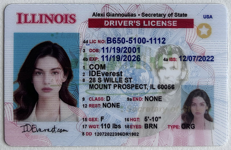 Authentic Scannable Illinois Fake ID Card