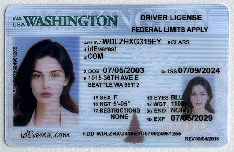 Authentic Scannable Washington State Fake ID